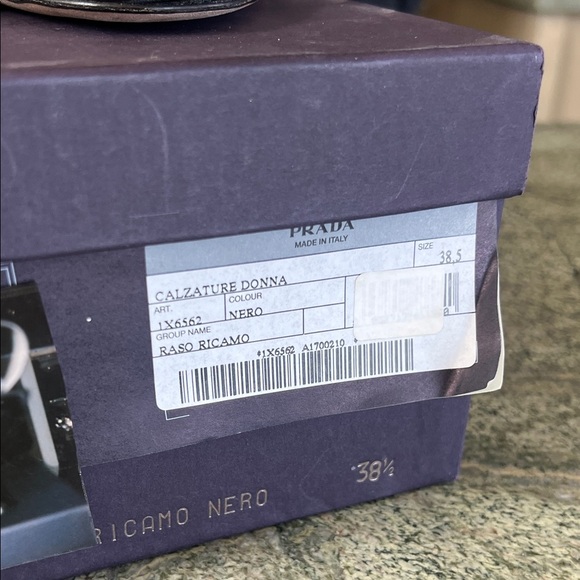 PRADA Black Wedge Sandals with Embellished Detail 38.5 - Picture 9 of 9